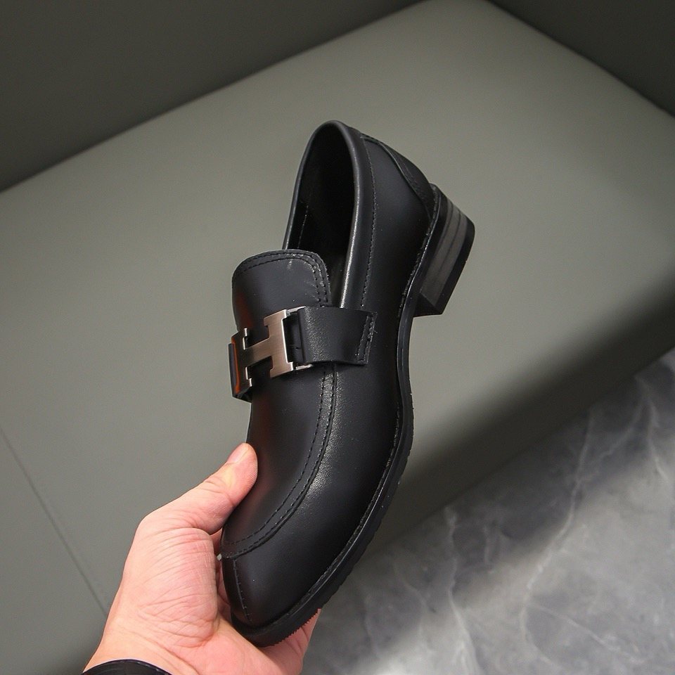 Hermès Black H-Buckle Loafers — model