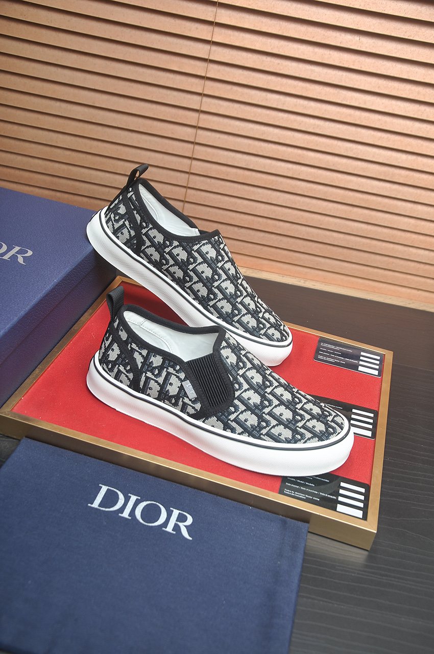 Dior Patterned Slip-On Sneakers — side