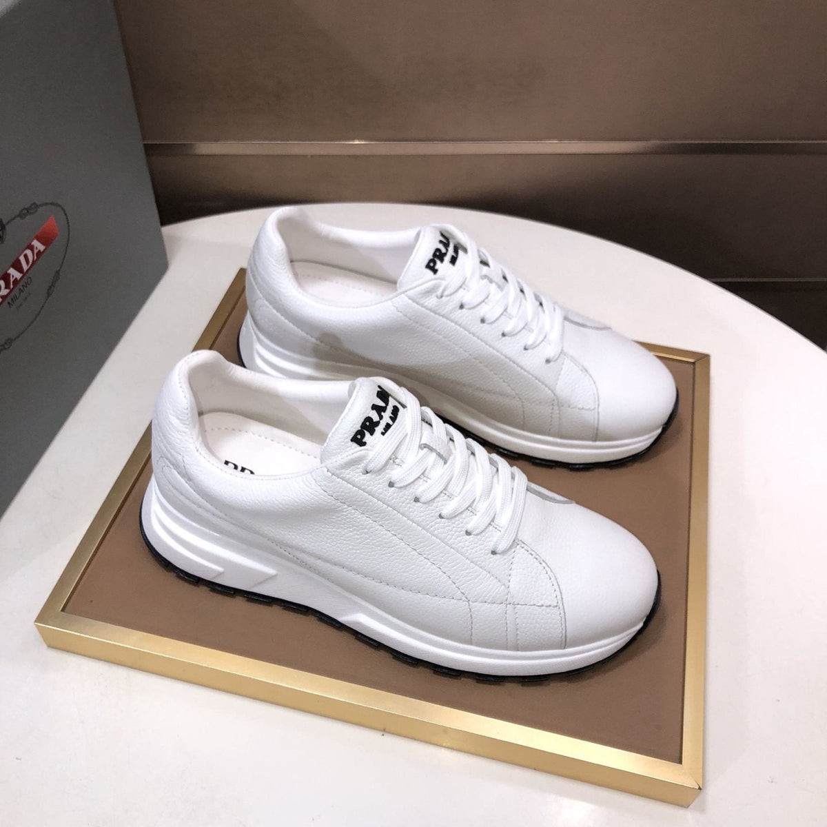 PRADA White Low-Top Sneakers — side