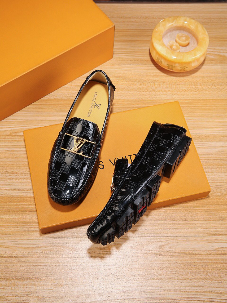 Louis Vuitton Black Buckle Driving Loafers — side