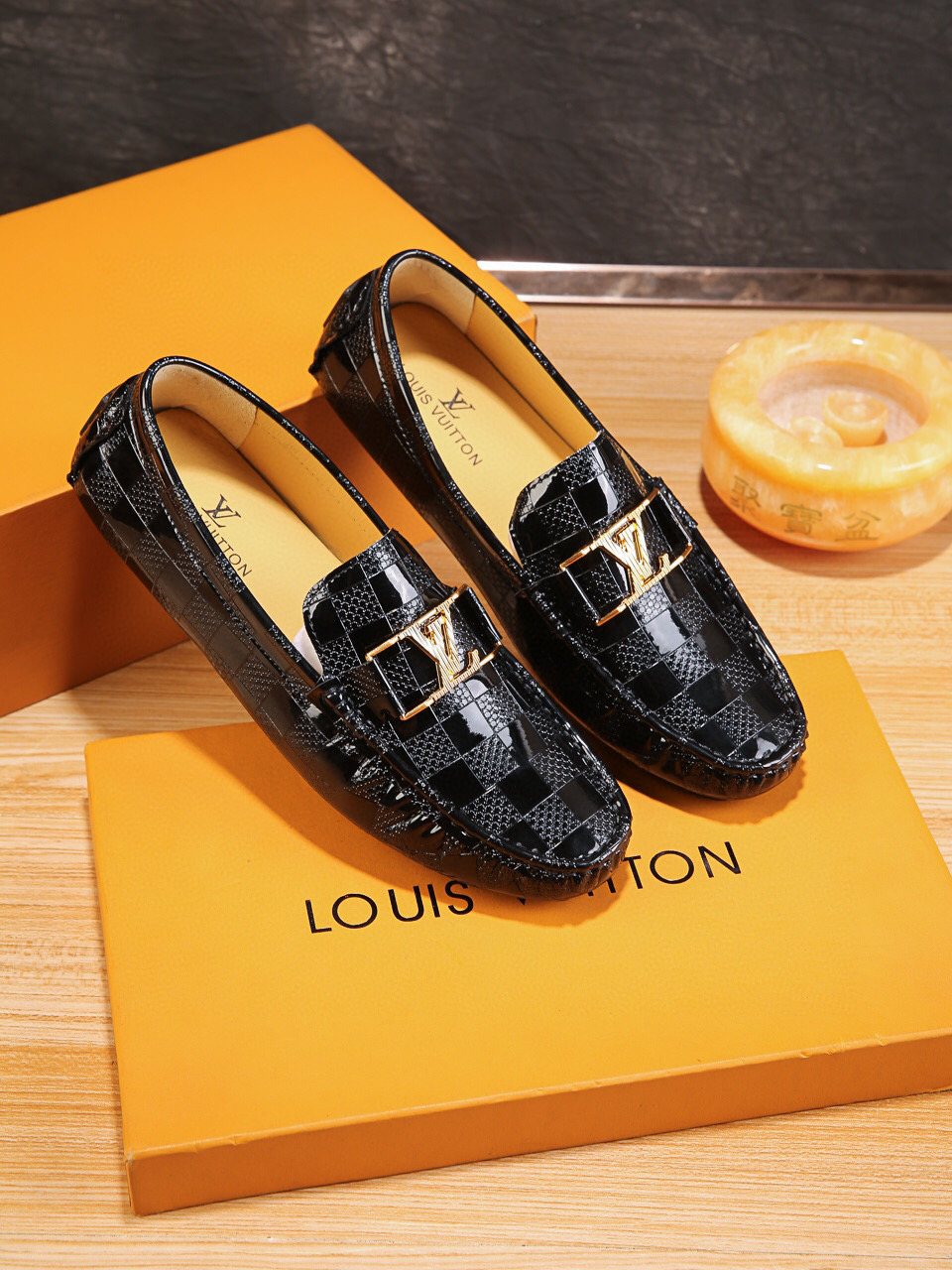 Louis Vuitton Black Buckle Driving Loafers — front