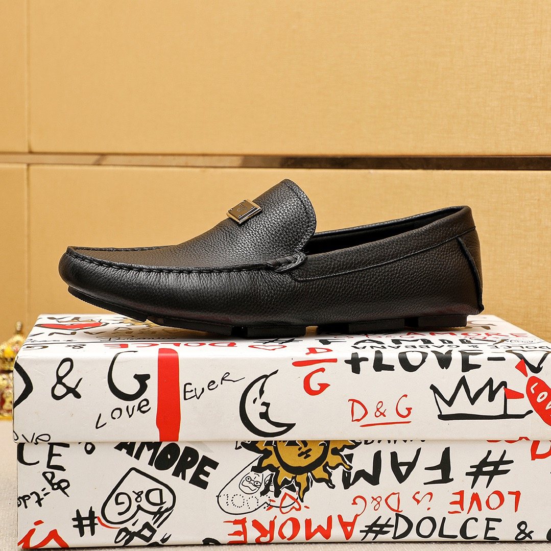 Dolce & Gabbana Black Metal-Accent Slip-On Loafers — side