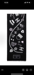 Chanel Black & White Printed Scarf — hero