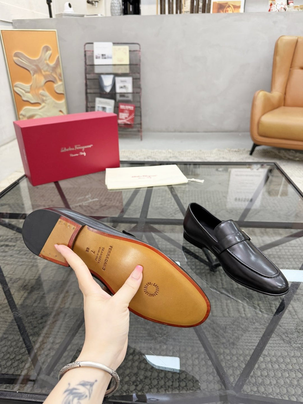 Men’s Black Buckle Strap Slip-On Loafers — detail