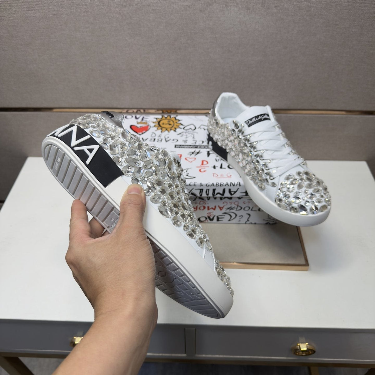 Dolce & Gabbana Crystal Low-Top Sneakers — detail