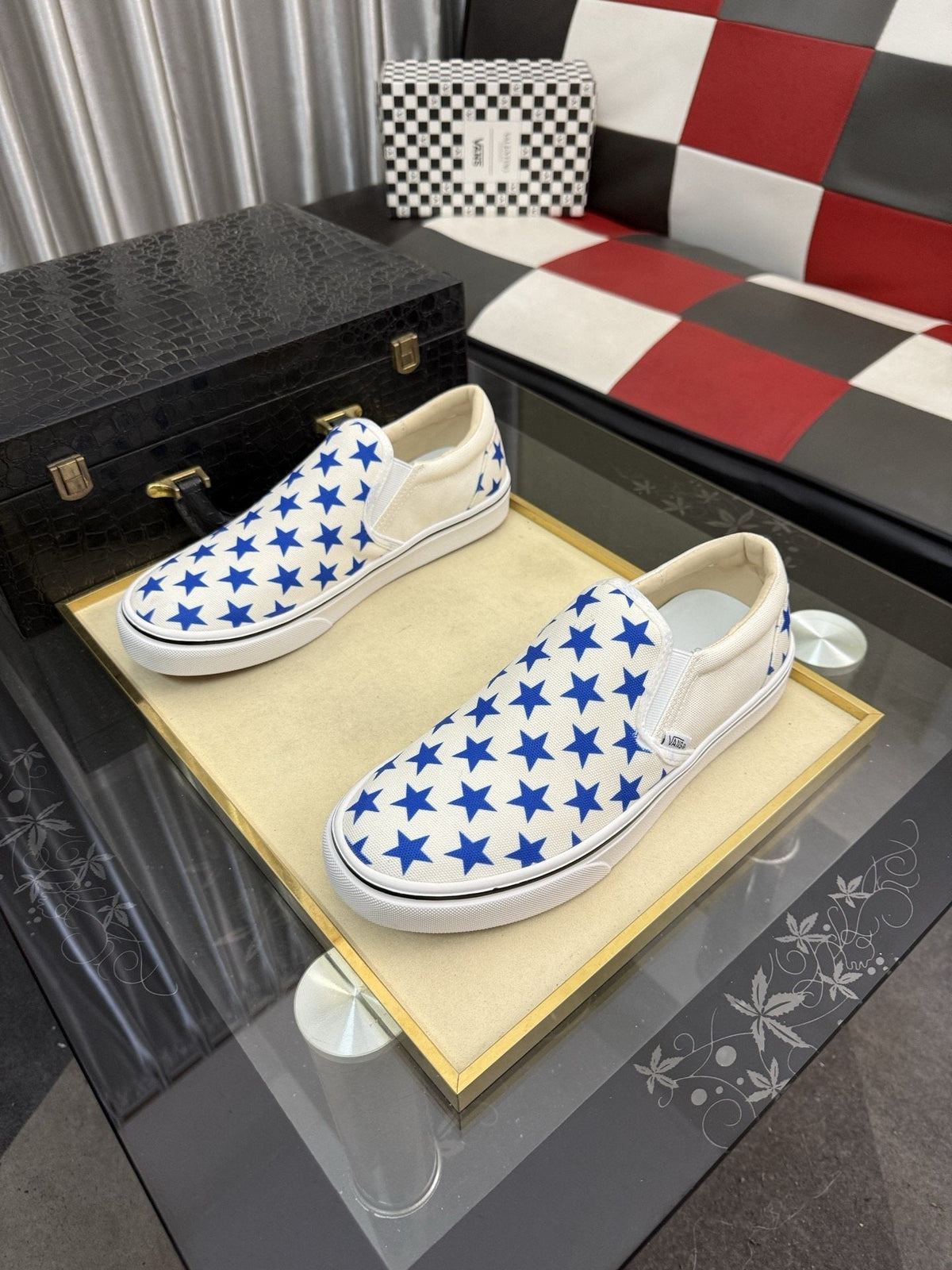 Vans Blue Star Print Slip-On Sneakers — hero