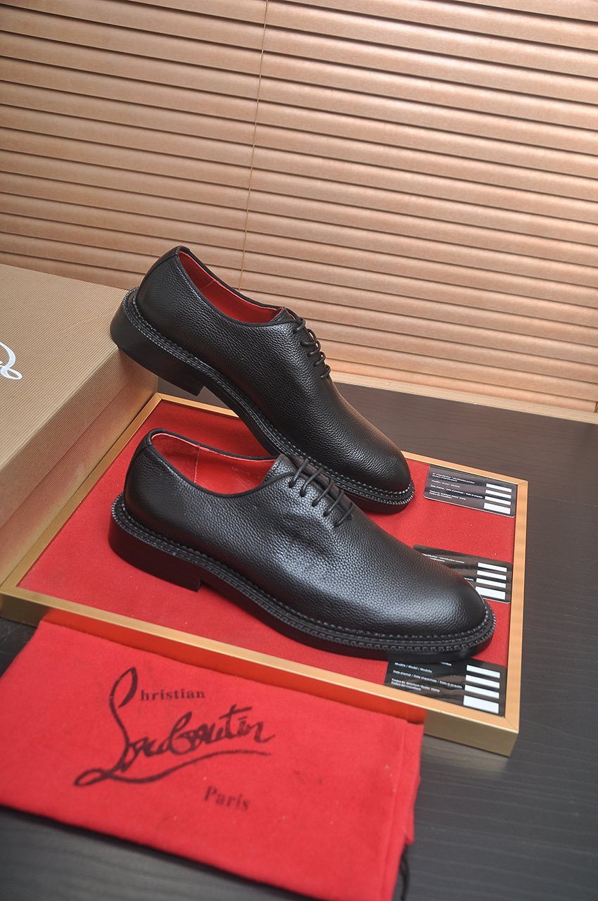 Christian Louboutin Black Red-Sole Lace-Up Dress Shoes — front