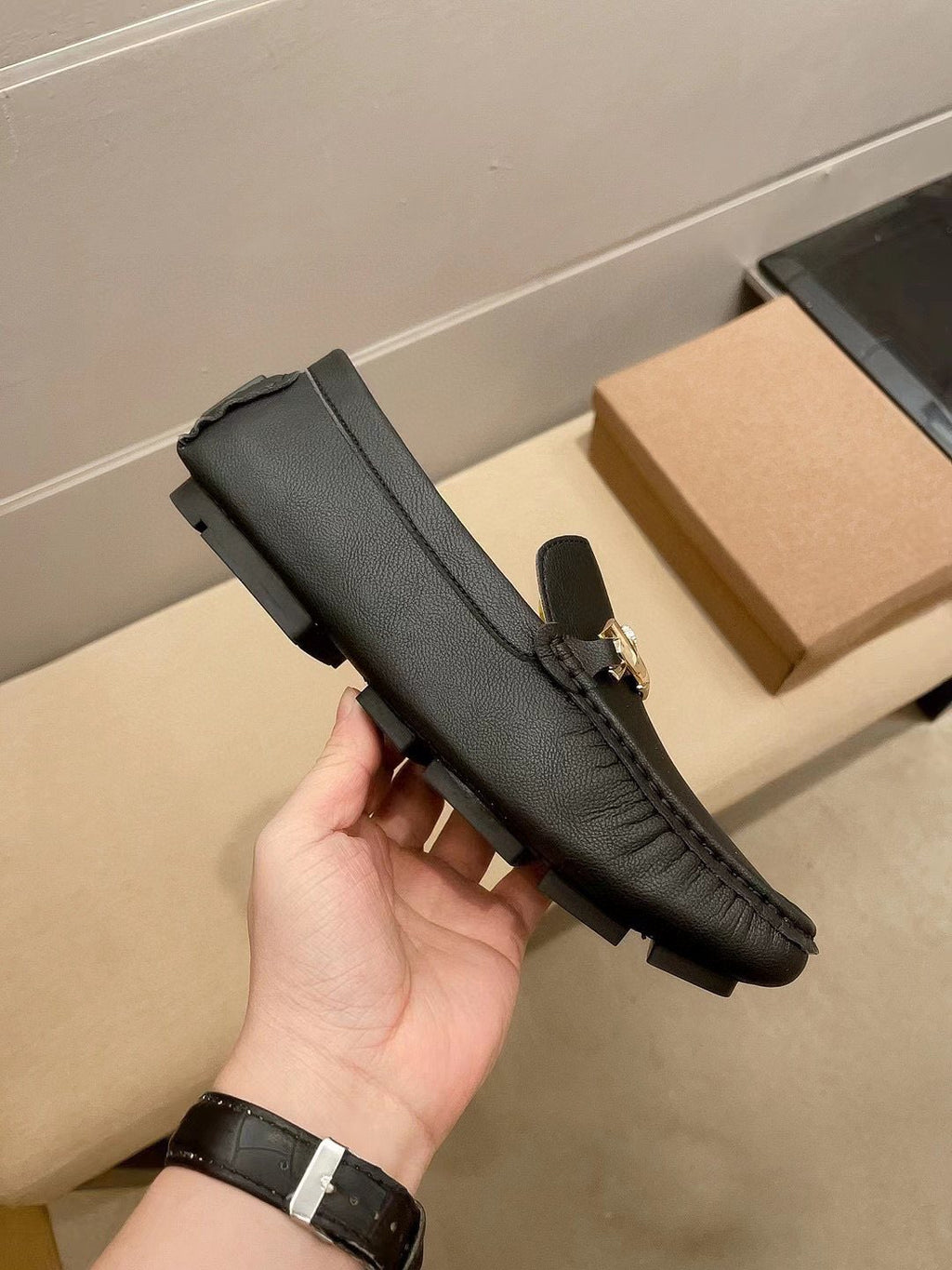 Gucci Black Horsebit Loafers — side