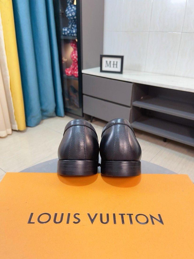 Louis Vuitton Black Metal-Bit Loafers — back