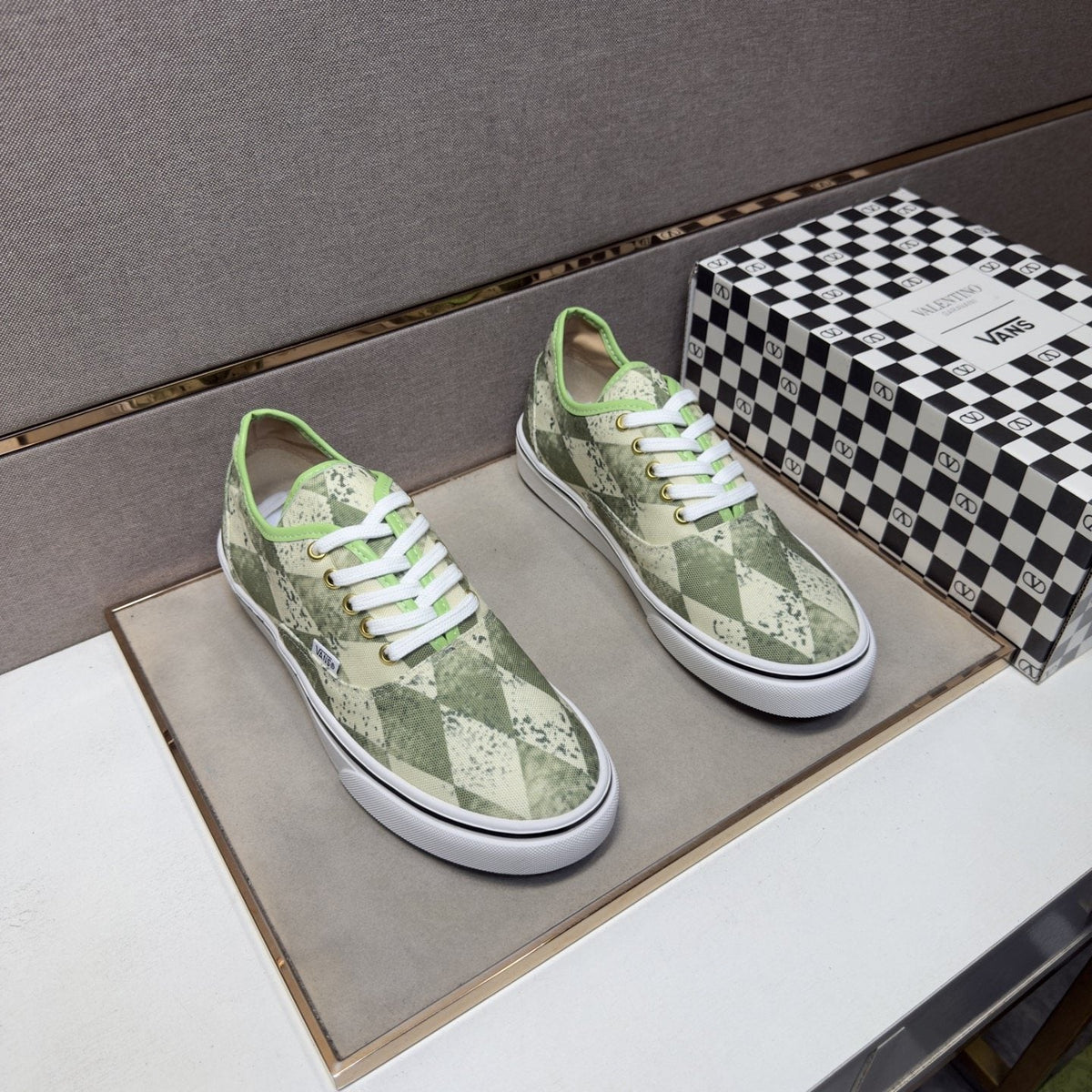 Vans Green Camouflage Low-Top Sneakers — front