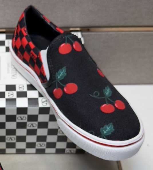 Vans Cherry Checkerboard Slip-On Shoes — front