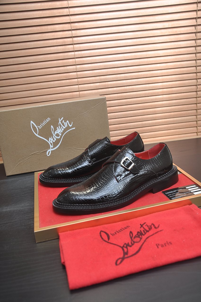 Christian Louboutin Black Buckle Loafers — front