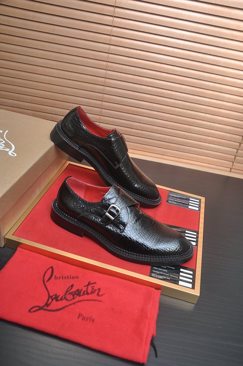 Christian Louboutin Black Buckle Loafers — front