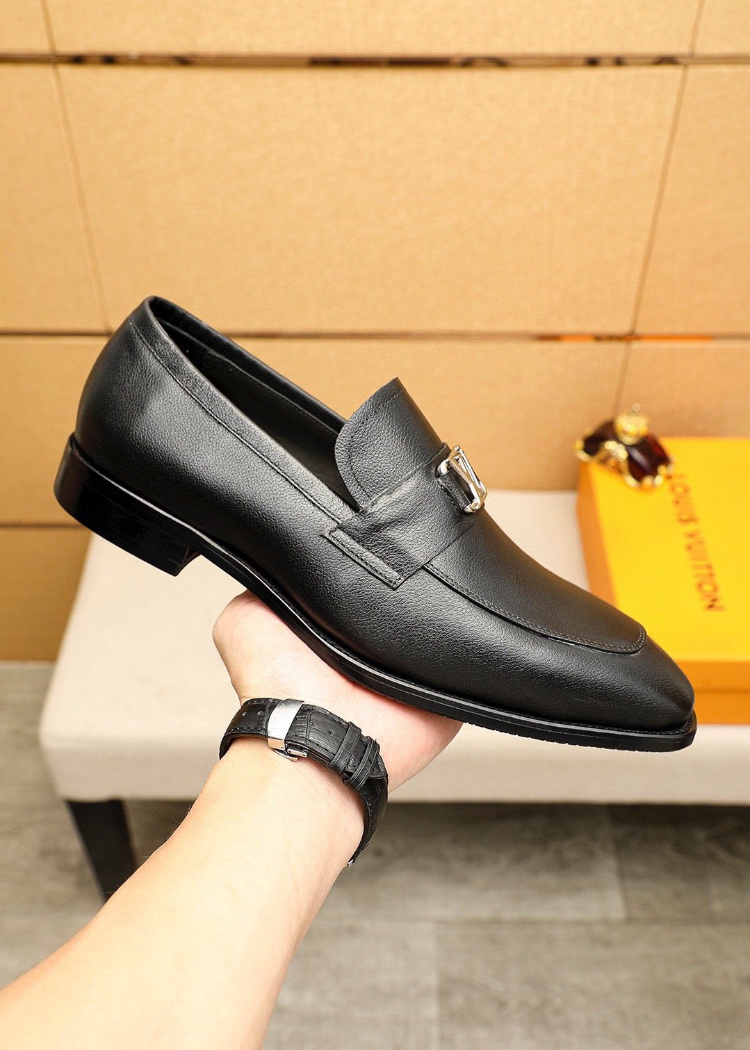 Louis Vuitton Black Hardware Loafers — side