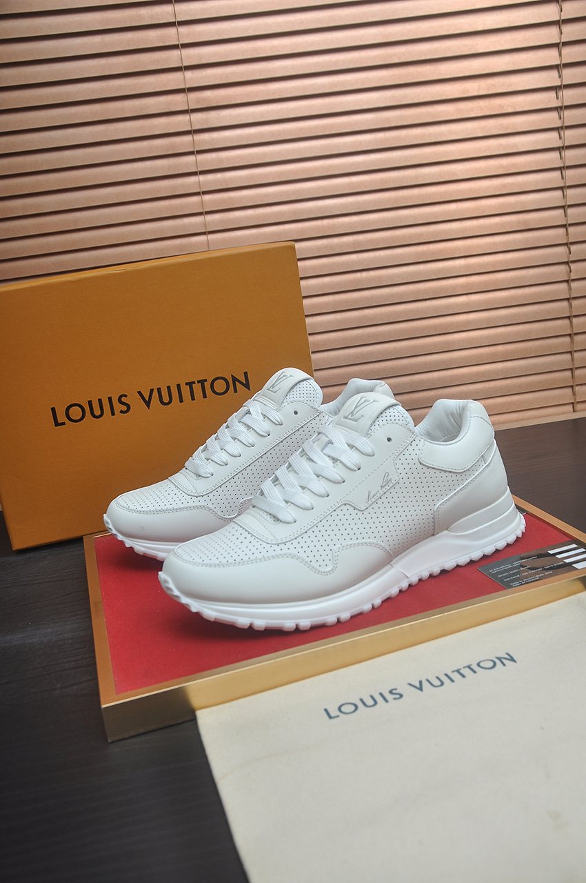 Louis Vuitton White Perforated Low-Top Sneakers — front