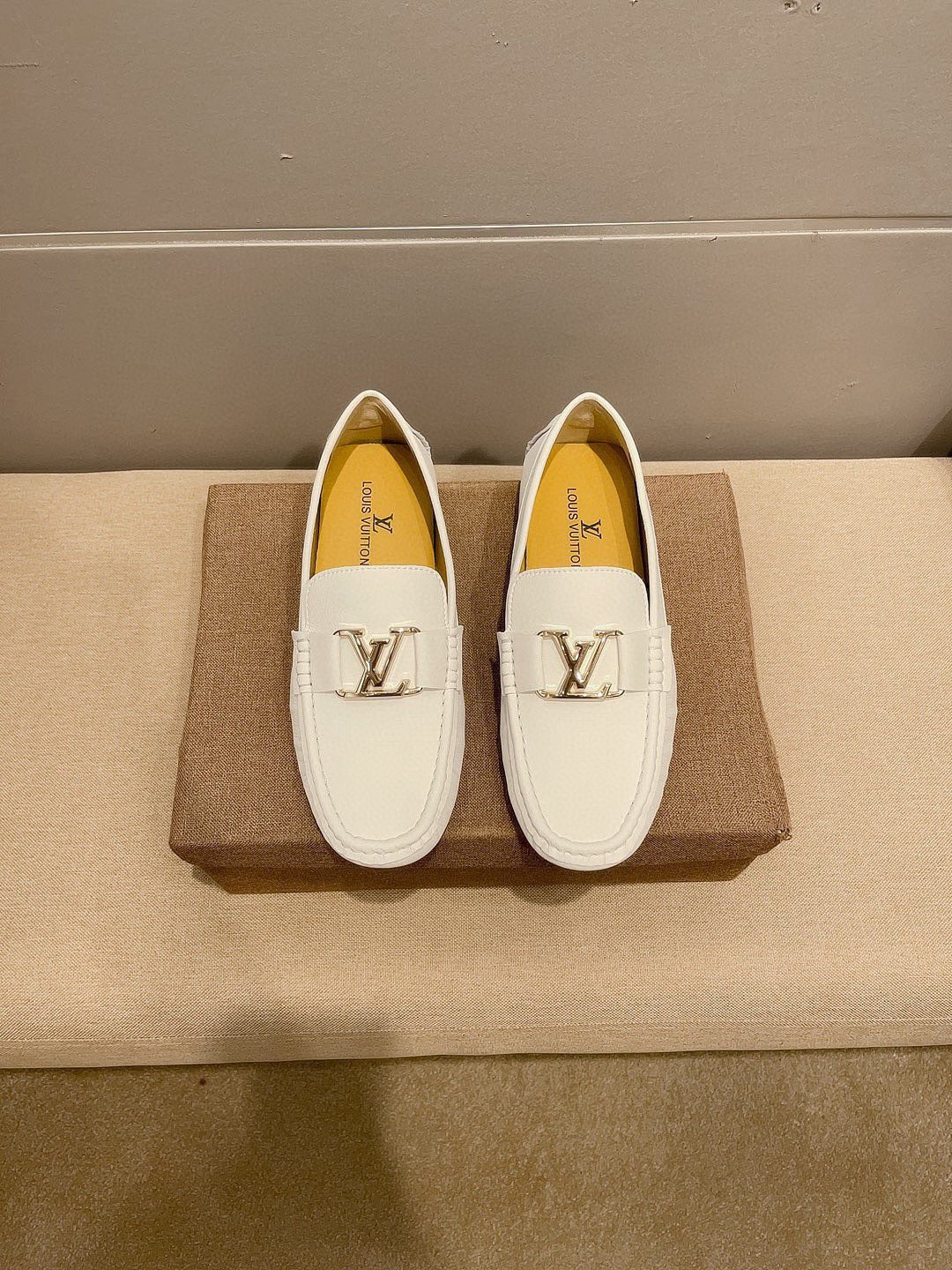 Louis Vuitton Cream White Logo Loafers — hero