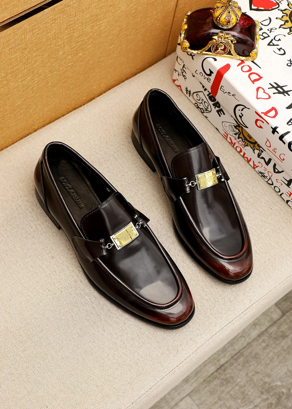 Dolce & Gabbana Dark Brown Buckle Loafers — front
