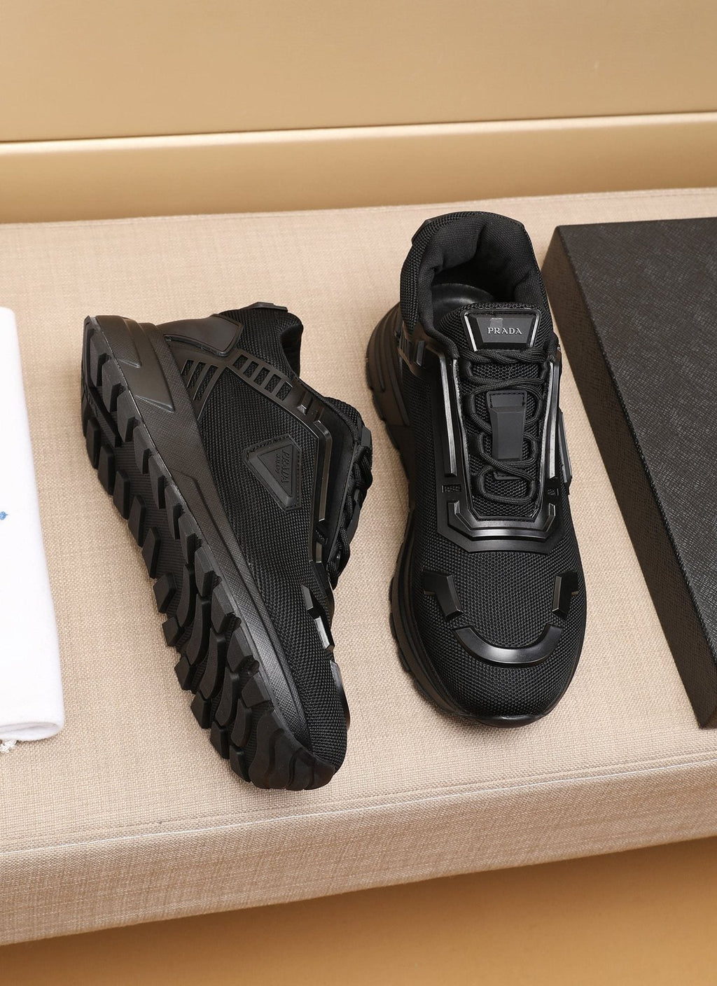 Prada Layered Platform Sneakers — side