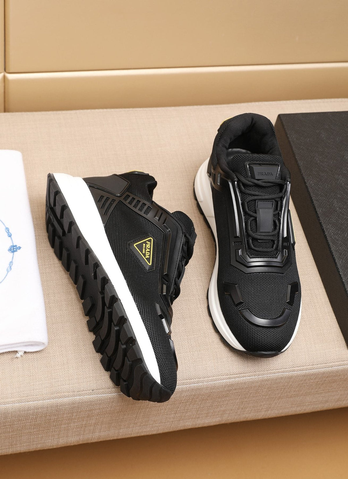 Prada Layered Platform Sneakers — front
