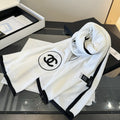 Chanel Reversible Contrast Trim Scarf Shawl — front