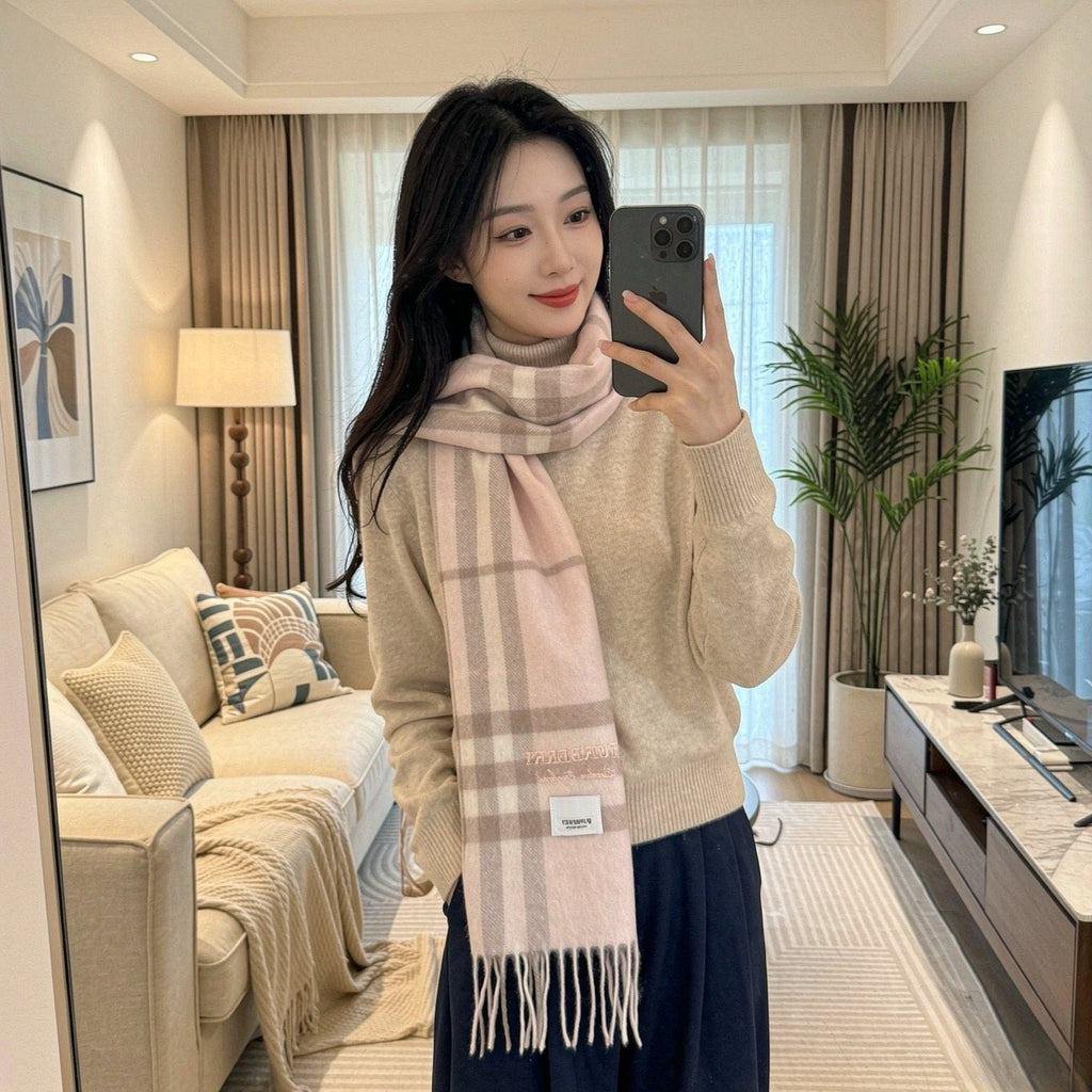 Burberry Fringed Plaid Scarf — front