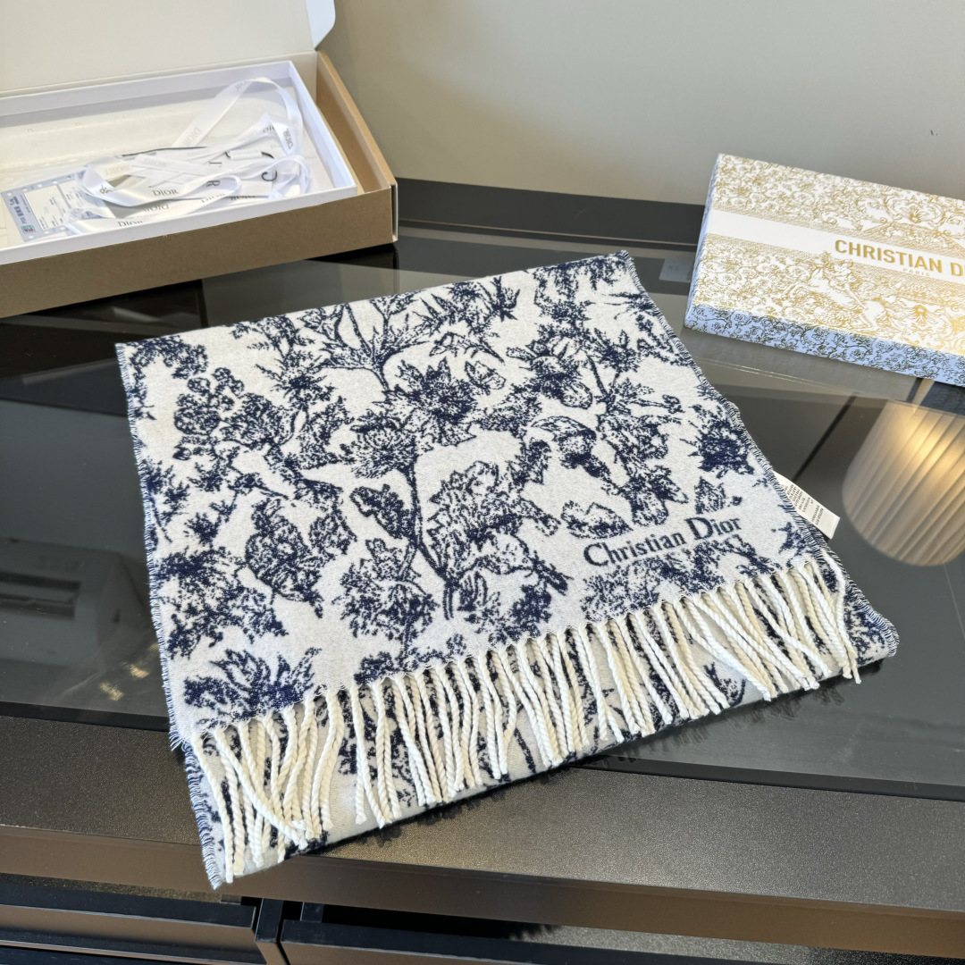 Dior Botanical Fringed Scarf — front