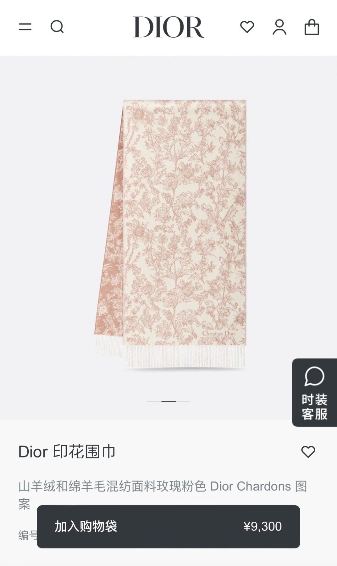 Dior Botanical Toile Fringed Scarf — front