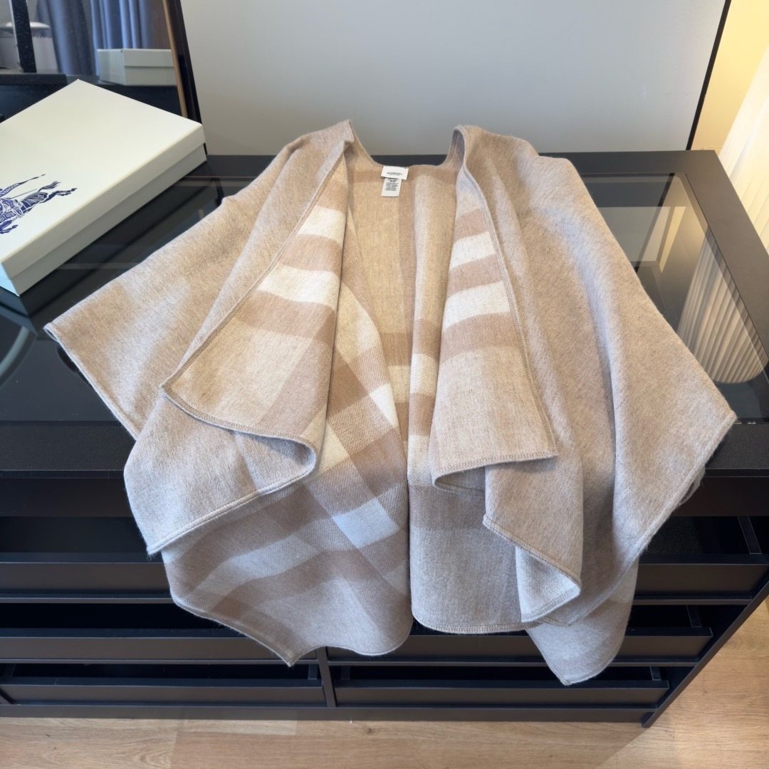 Burberry Reversible Color-Block Poncho — front
