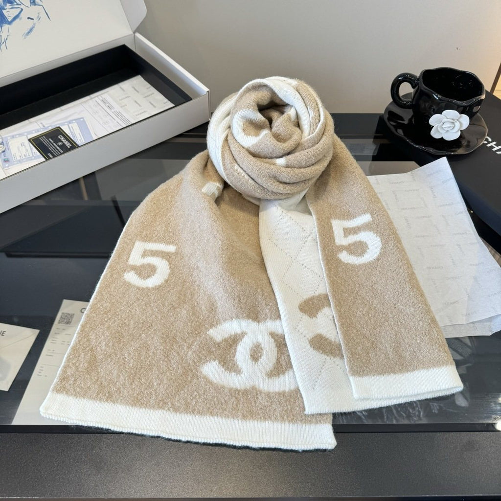 Chanel Knit Scarf with Ivory Motifs — detail