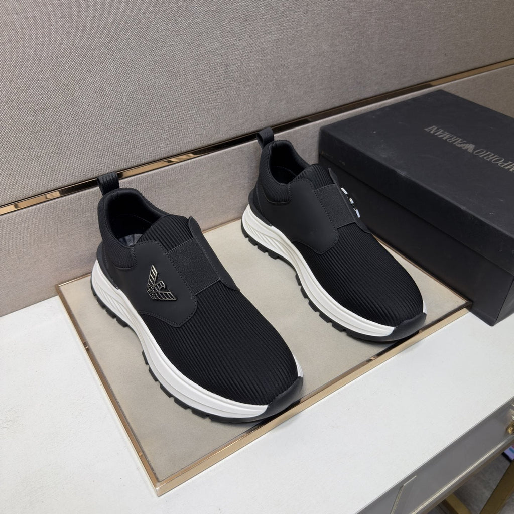 Armani Black Slip-On Sneakers — front