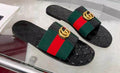 Gucci Black Striped Strap Slide Sandals — hero