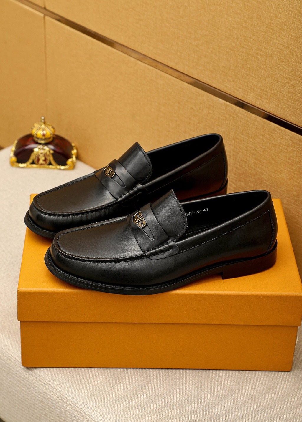 Louis Vuitton Black Leather Hardware Loafers — front