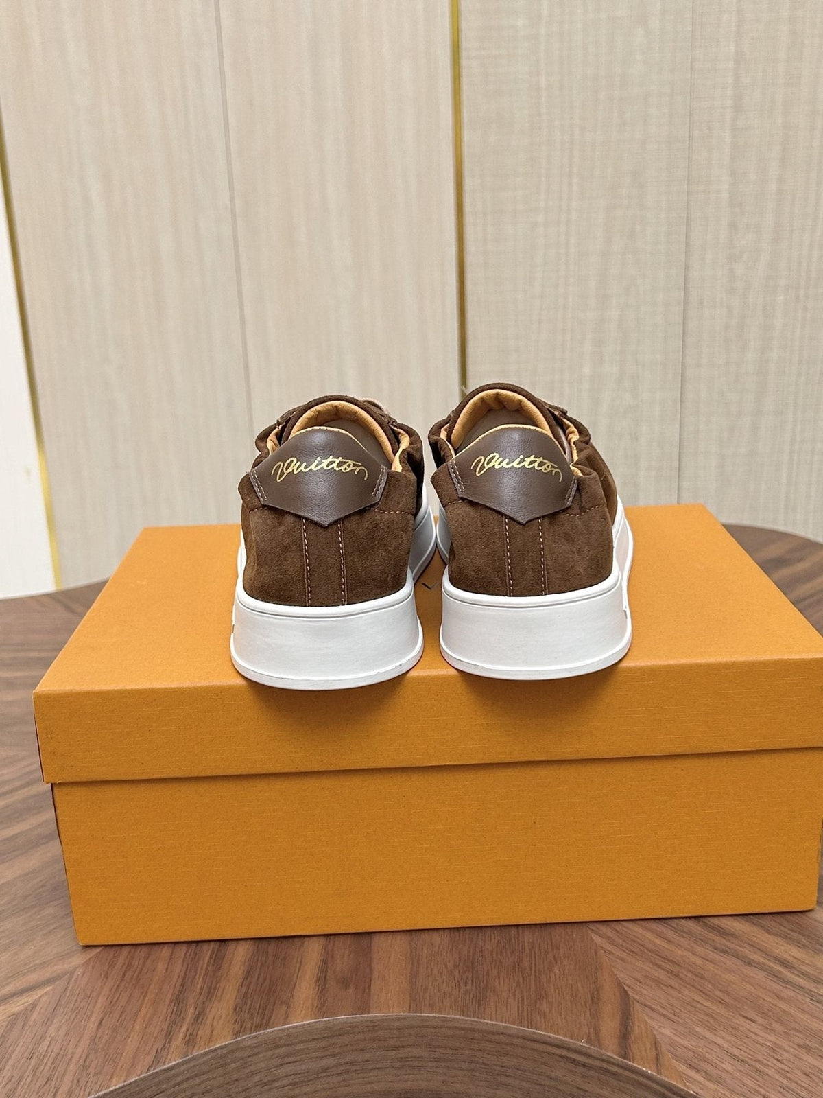 Louis Vuitton Brown Textured Low-Top Sneakers — back