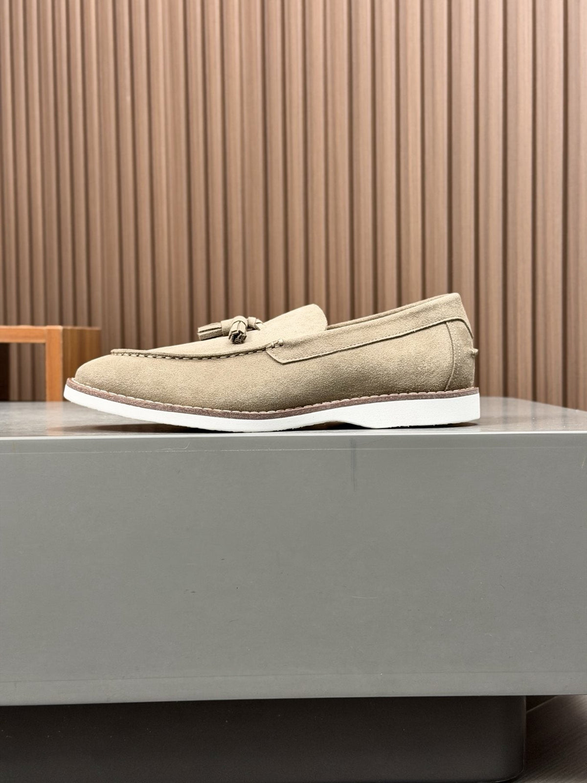 Brunello Cucinelli Tan Brown Tassel Loafers — front