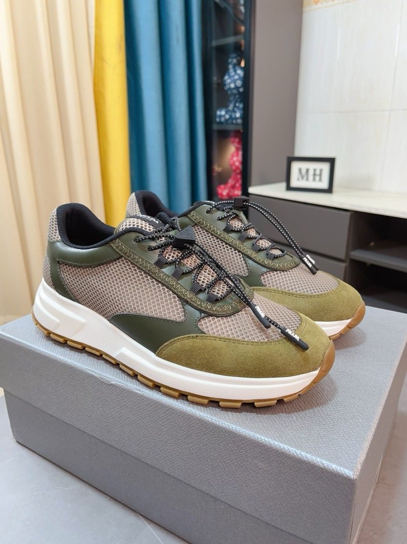 Prada Men's Mesh Lace-Up Sneakers — front