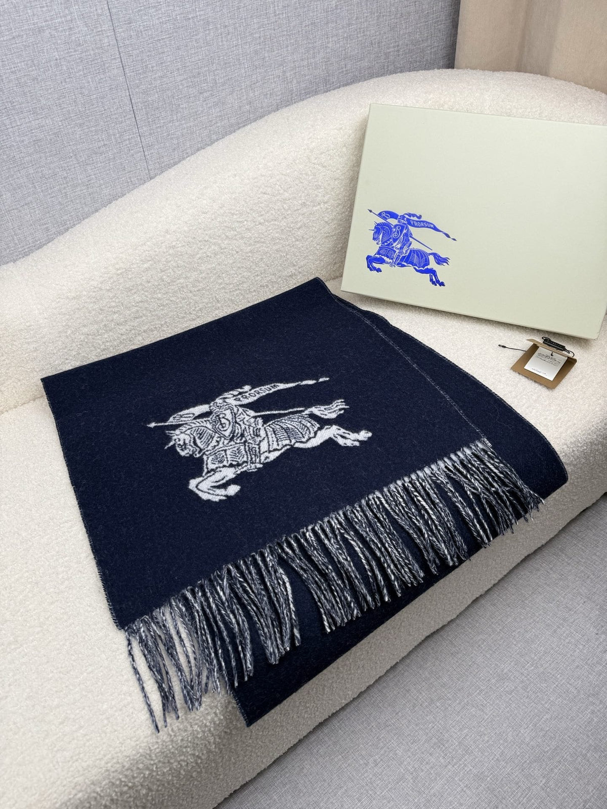 Burberry Reversible Fringed Equestrian Scarf — hero