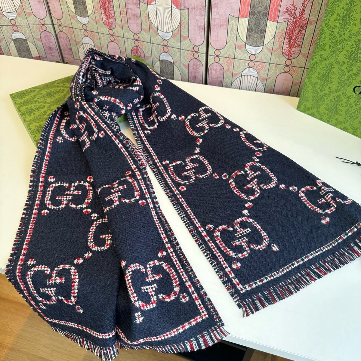 Gucci Fringed Motif Scarf — front