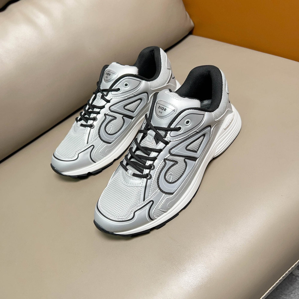 Dior Light Gray and Silver Sneakers — hero