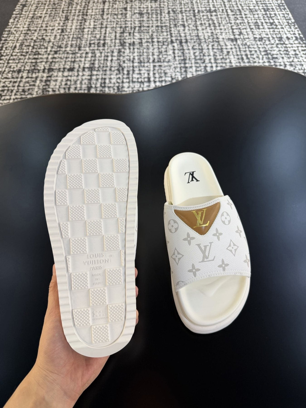 Louis Vuitton Monogram V Slide Sandals — side