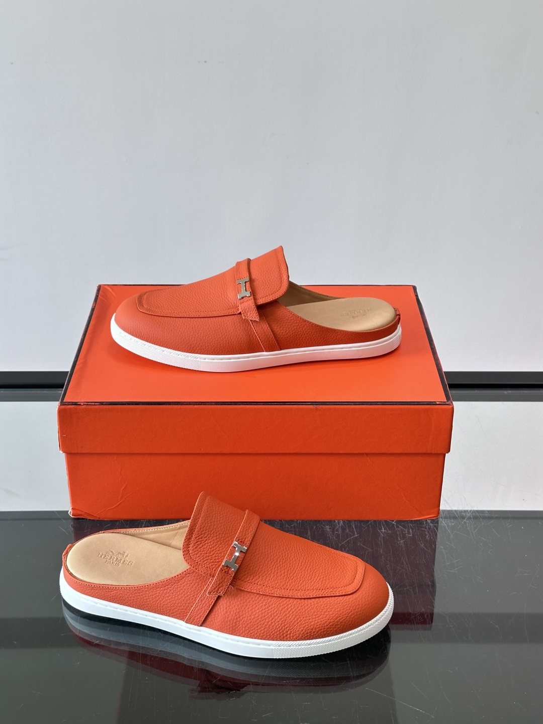 Hermès H-Accent Slip-On Mules — side