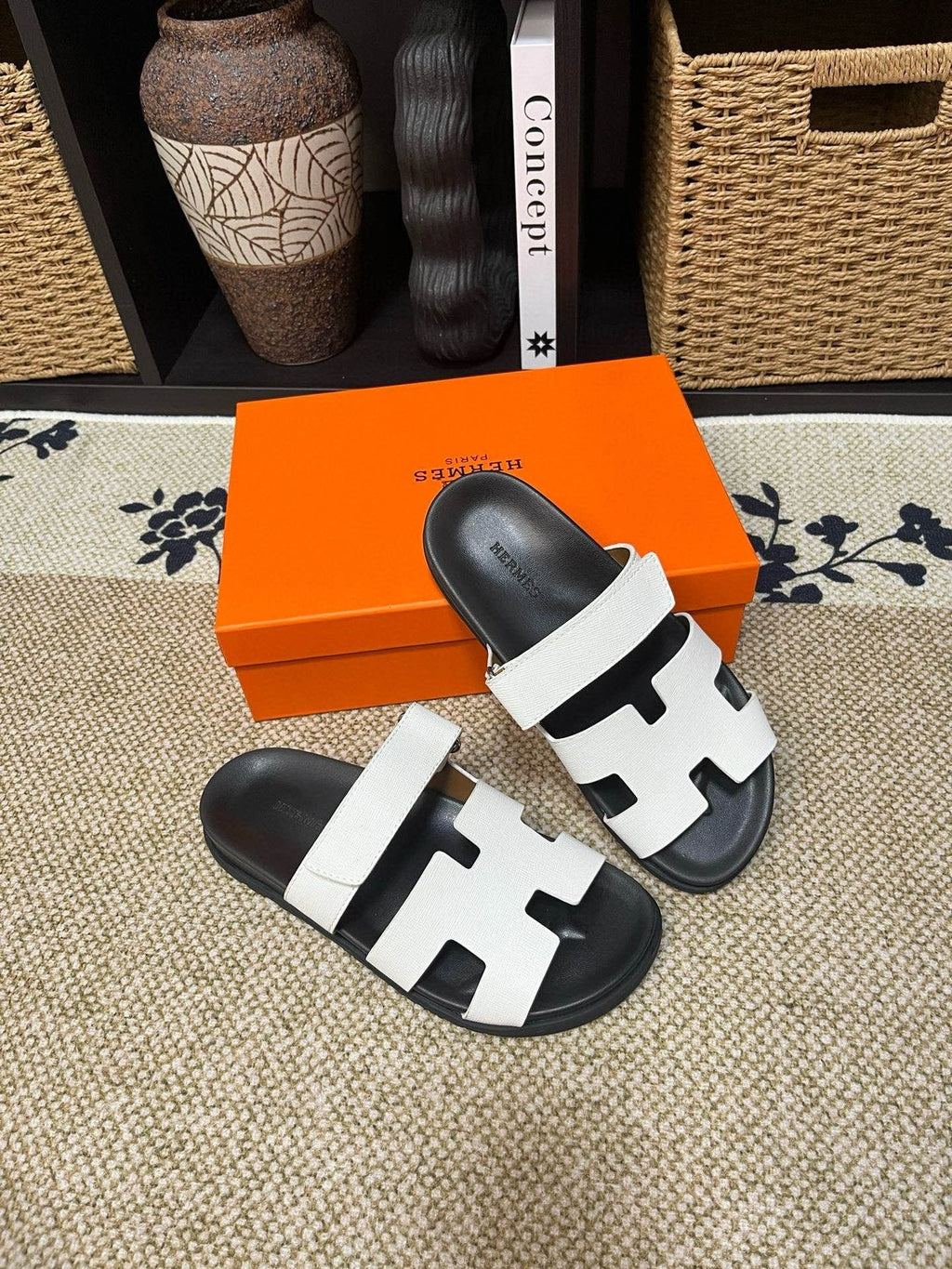 Hermes Cutout Slide Sandals — front