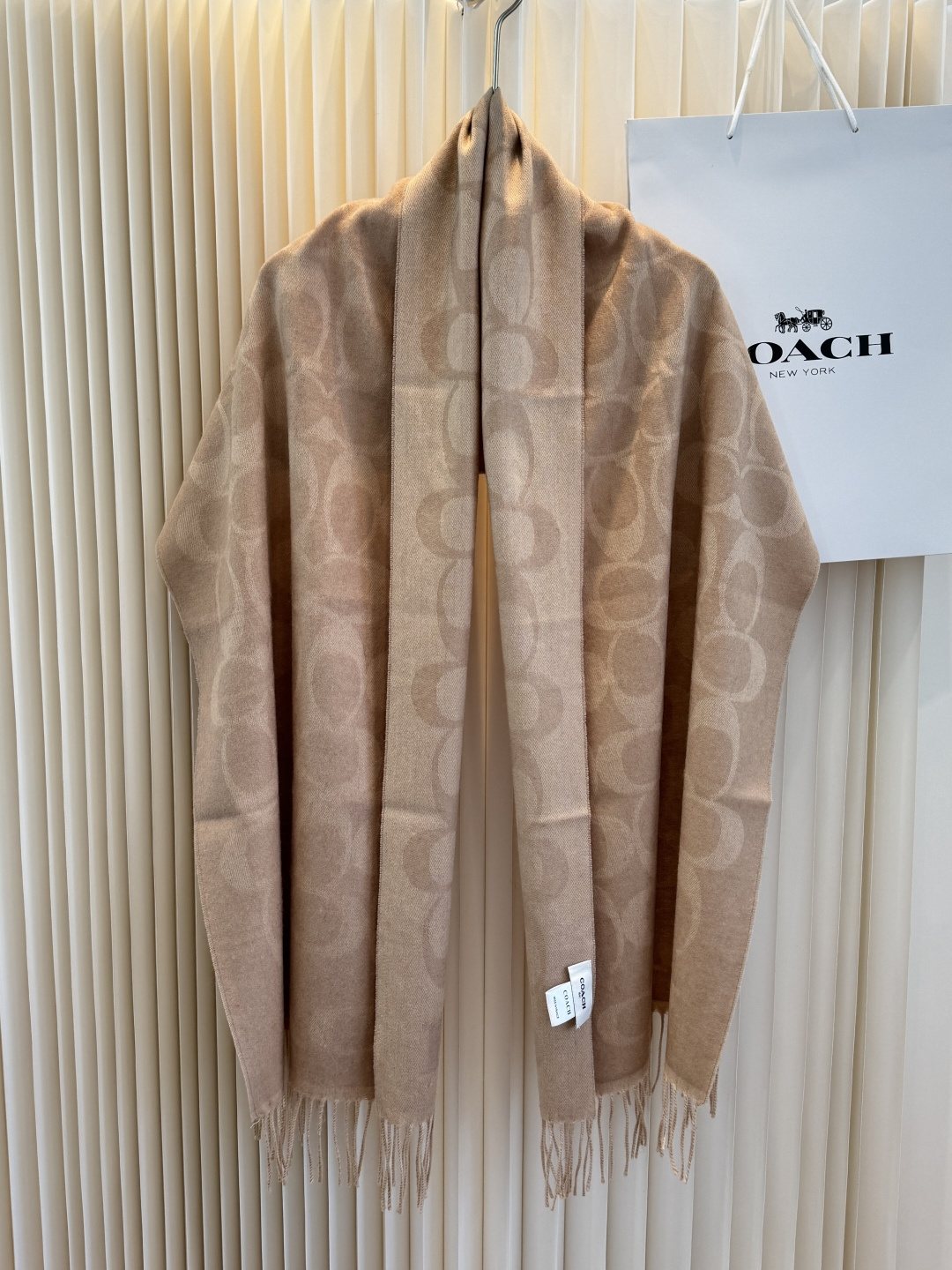 Coach Reversible Monogram Fringed Scarf — front