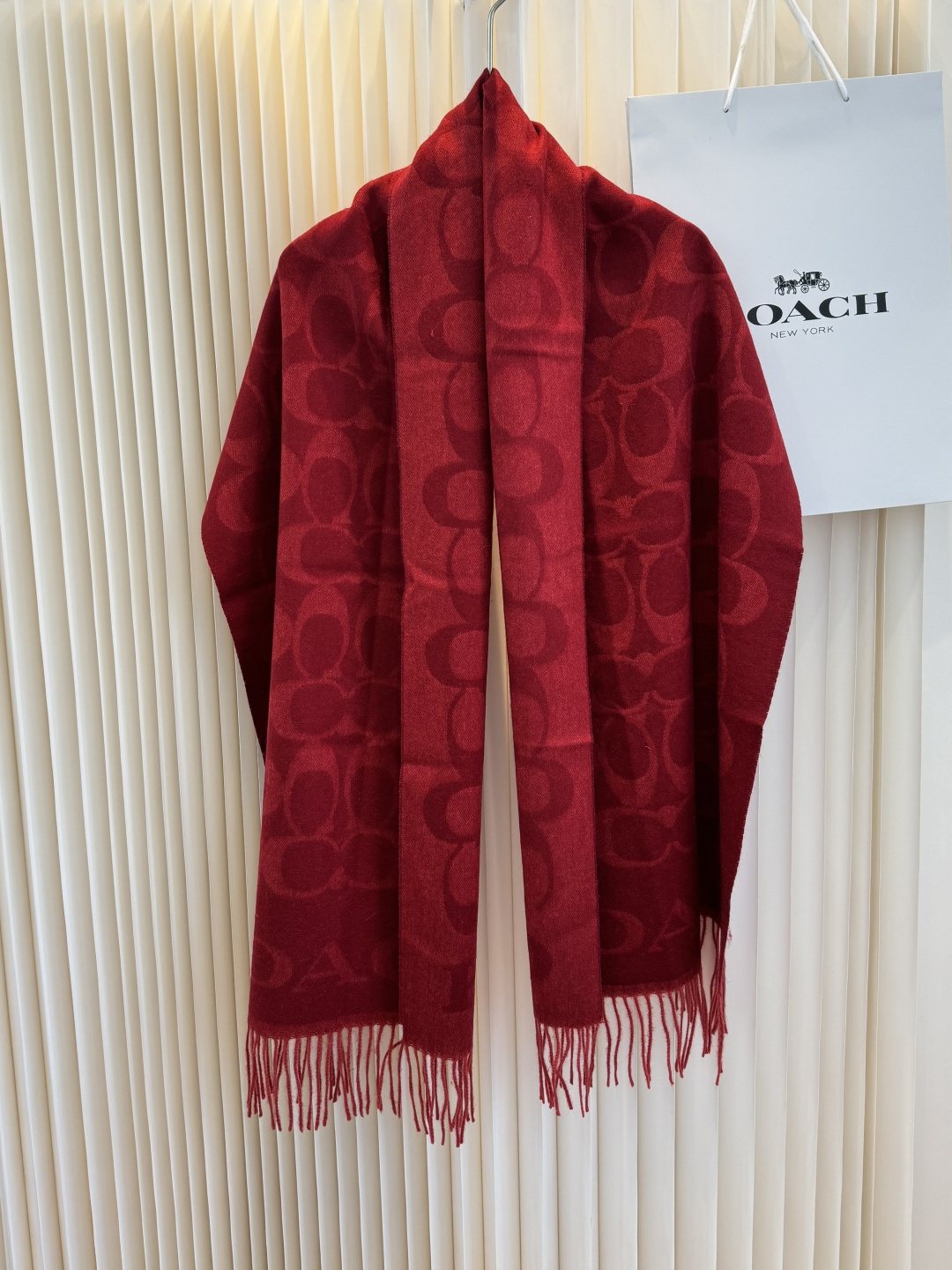Coach Reversible Monogram Fringed Scarf — hero