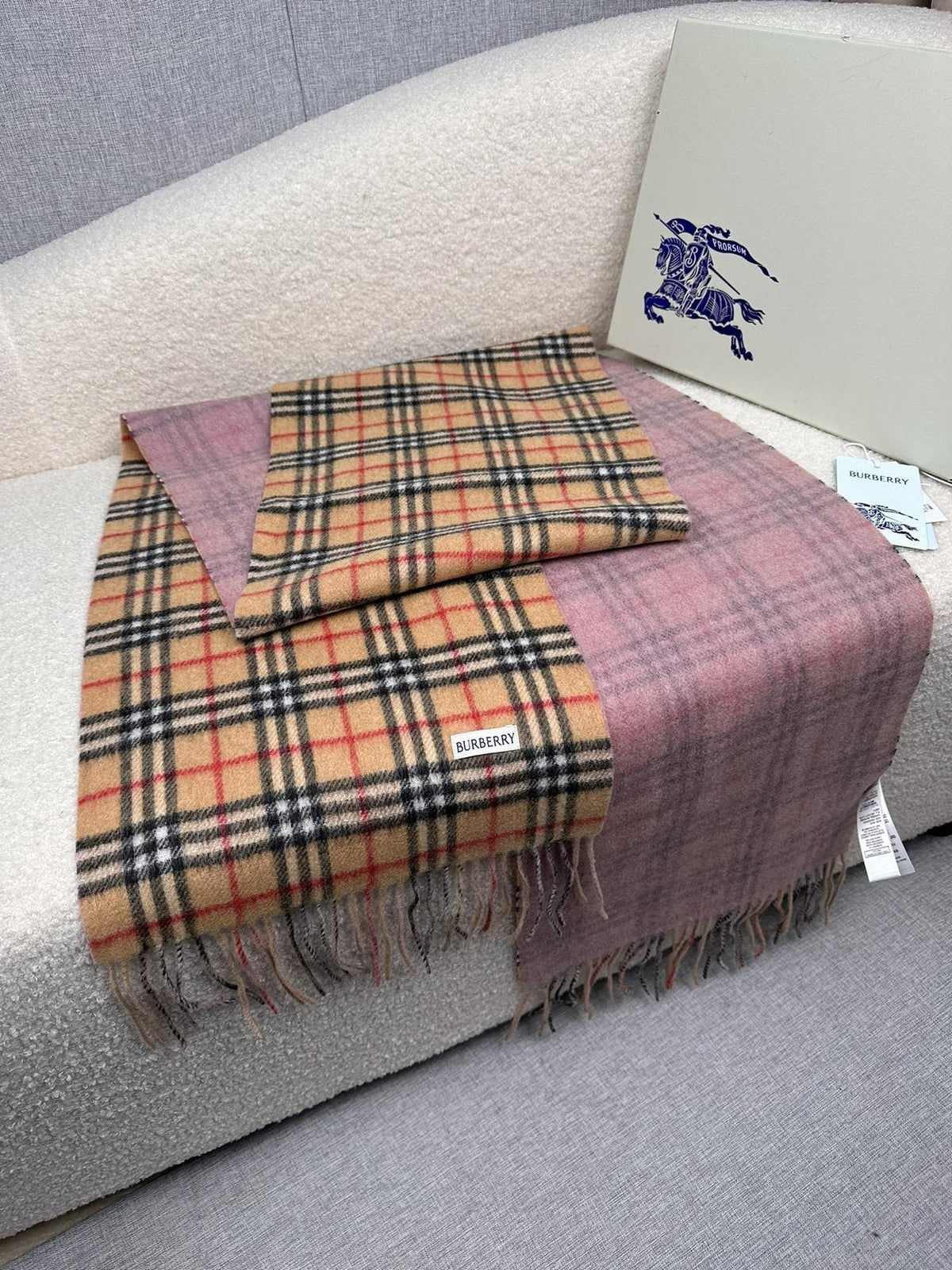 Burberry Reversible Fringed Plaid Scarf — front