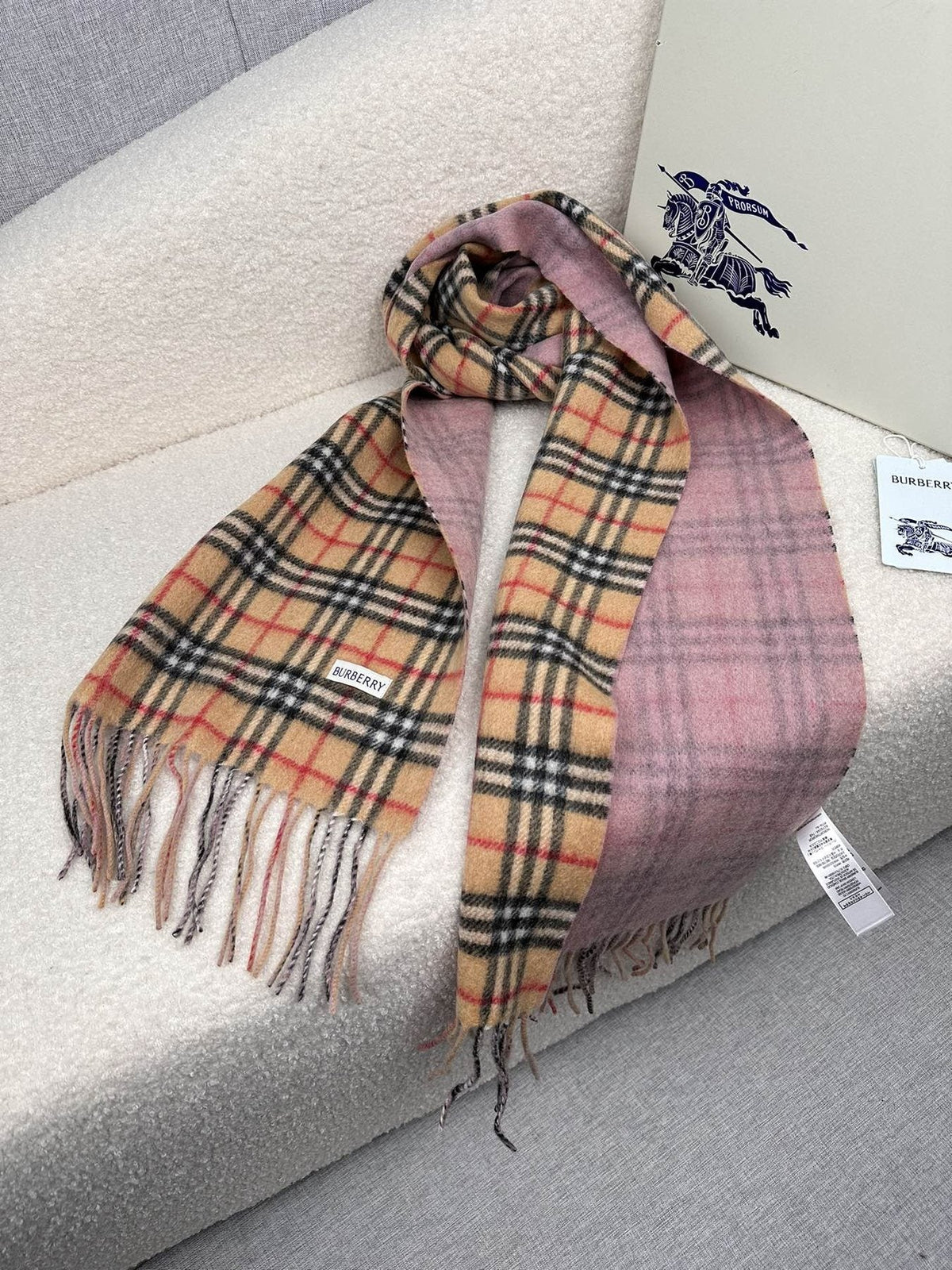 Burberry Reversible Fringed Plaid Scarf — side