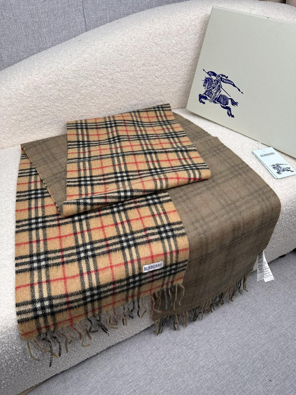 Burberry Reversible Fringed Plaid Scarf — front