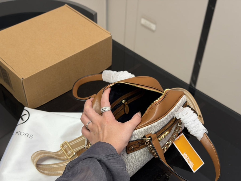 Michael Kors Chain-Accent Pillow Bag — detail