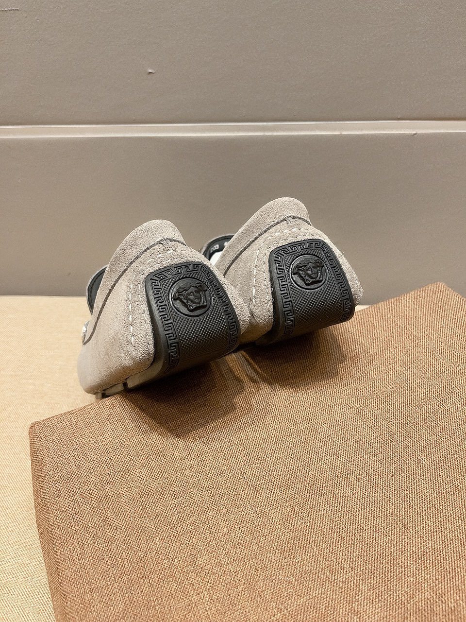Men's Leather Loafers with Metal Medallion — back