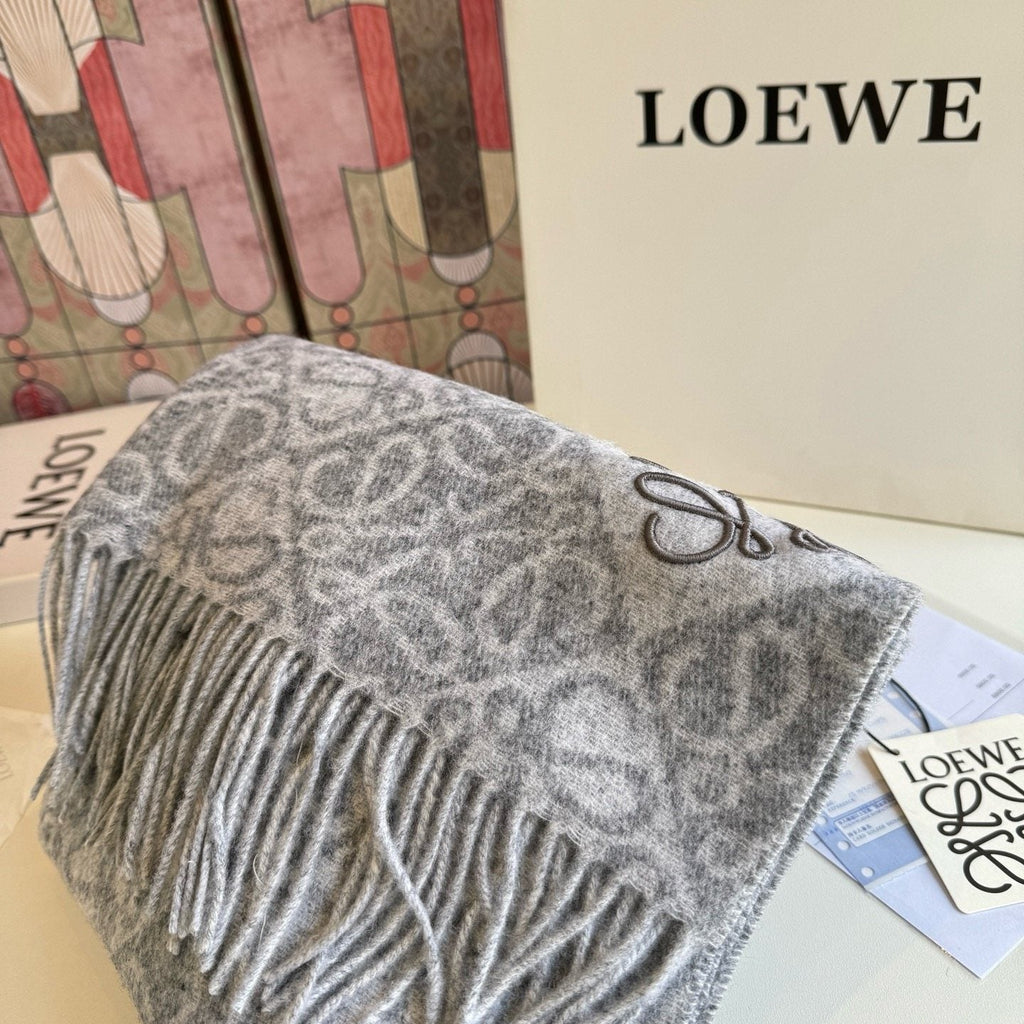 LOEWE Fringed Pattern Scarf — detail