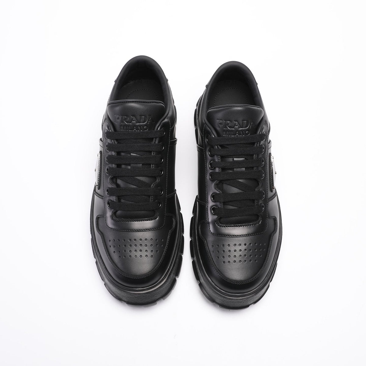 PRADA Triangle Plaque Low-Top Sneakers — front